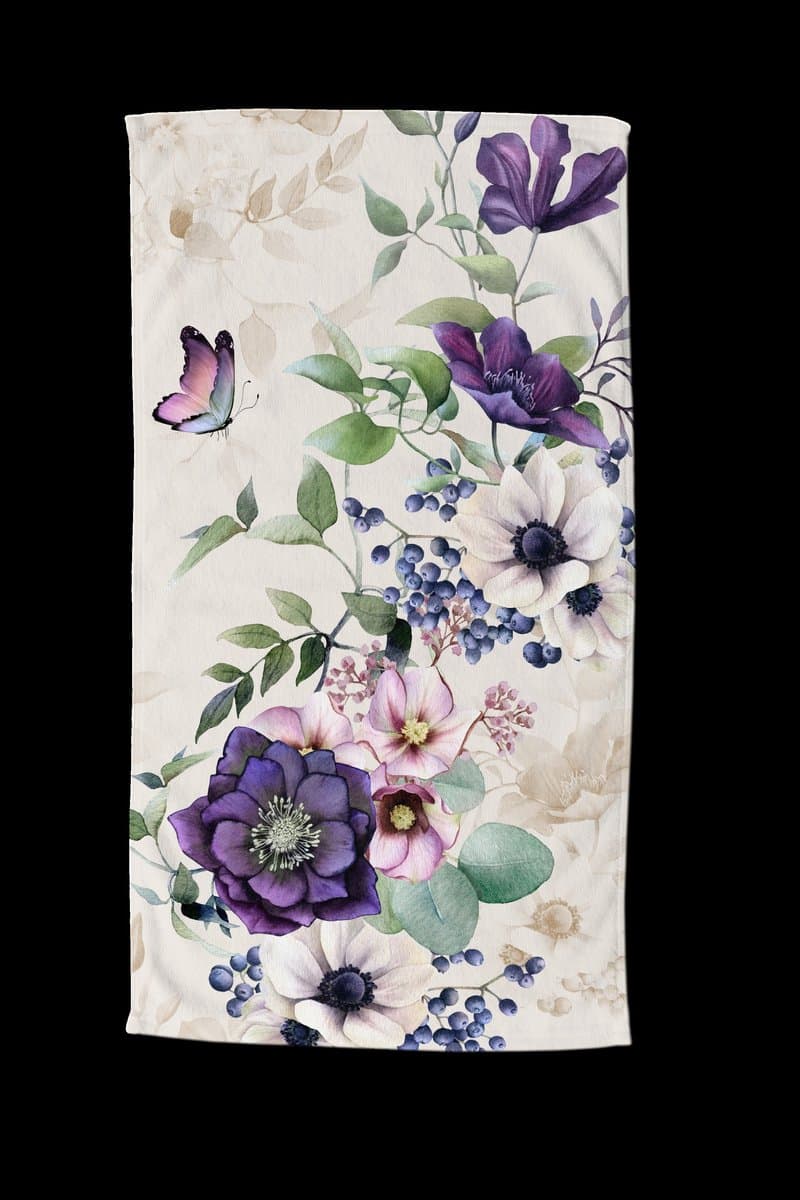 Strandlaken voor Kinderen 100x180 cm - Bloemen en Vlinder Print - Multi - Good Morning - Oeko-Tex Gecertificeerd