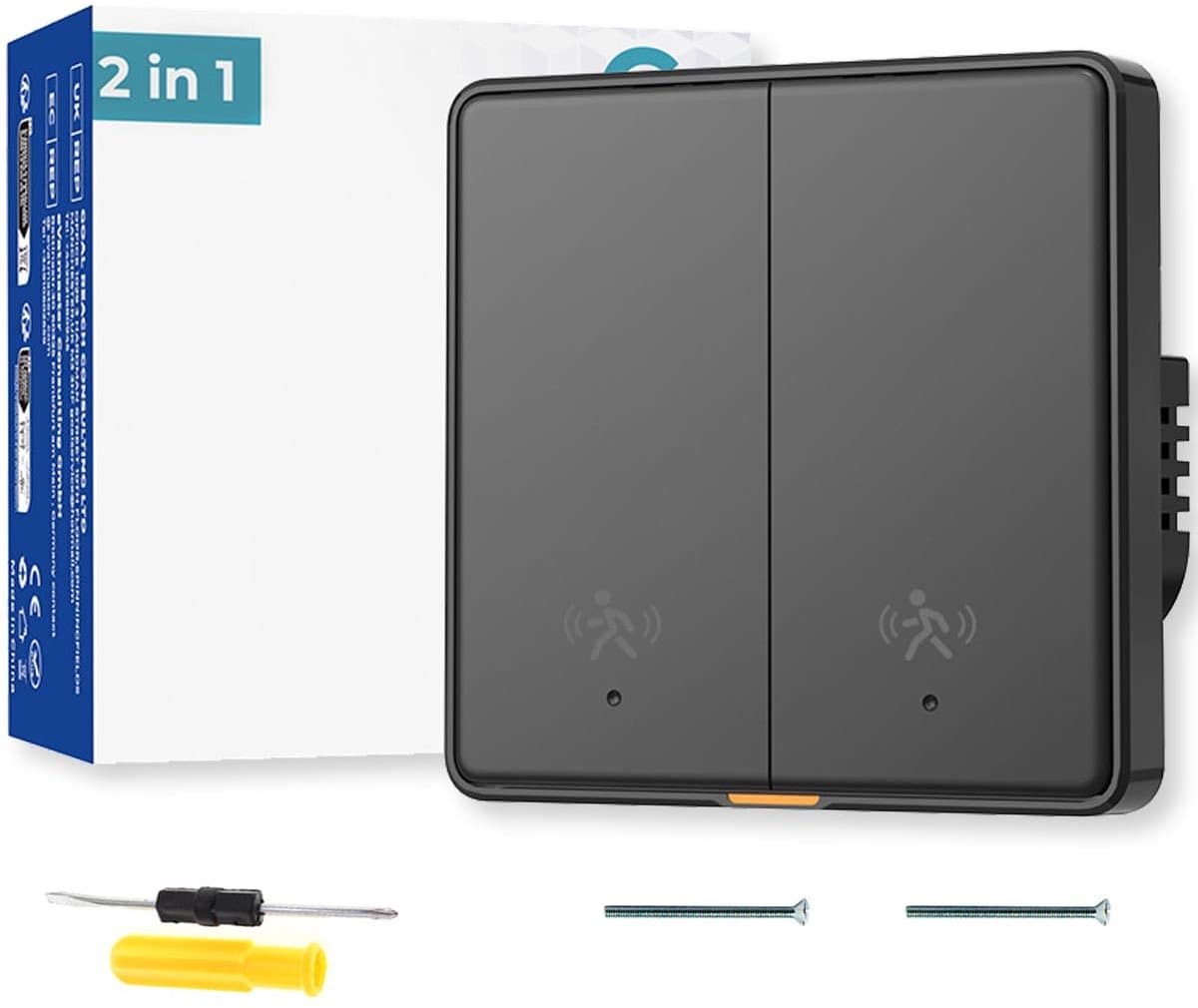 Inbouw, wifi, smart lichtschakelaar, twee in een 120 graden, 5 m, 10 G mm, Wave radar, bewegingsmelder, compatibel met Alexa, Google Home, nauwkeurige detectie, 2-voudig 1weg
