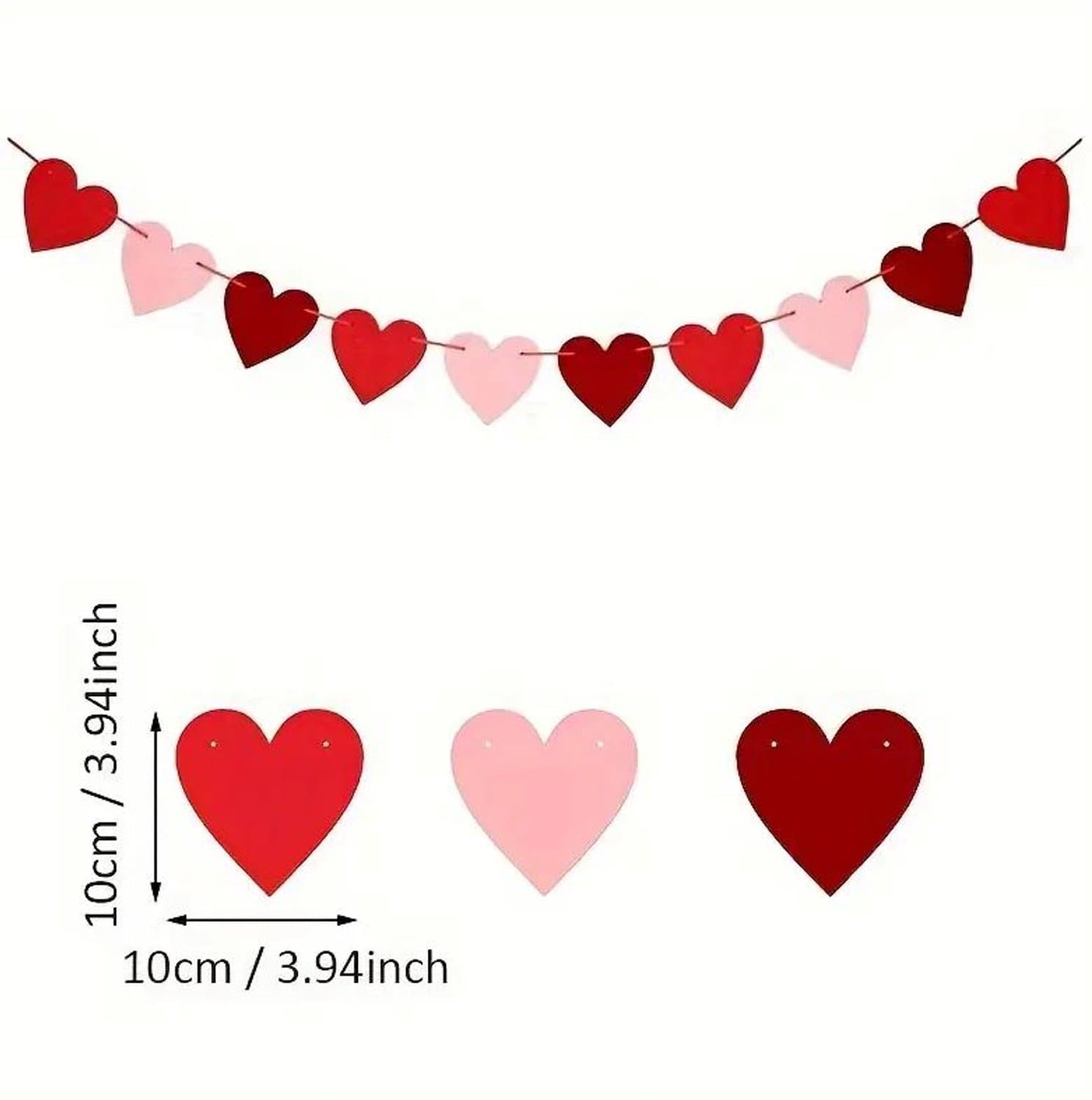 Hart slinger - Hartjesslinger - 3m - Hartjes slinger - Vilt slinger - Feestversiering - Valentijn decoratie - Heart garland - Romantische versiering - Rood roze en bordeaux - Vilt - 3 meter - Jonyx