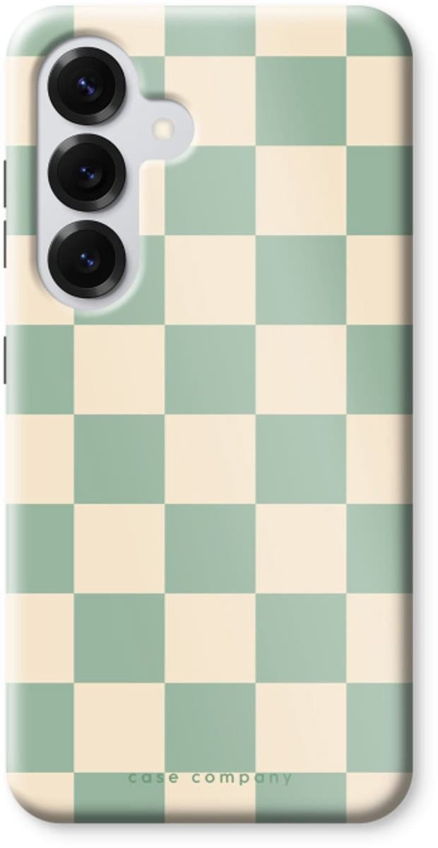 Case Company® - Hoesje geschikt voor Samsung Galaxy S25 hoesje - Checkered Mint - Tough Case - Maximale Bescherming alle Kanten en Schermrand