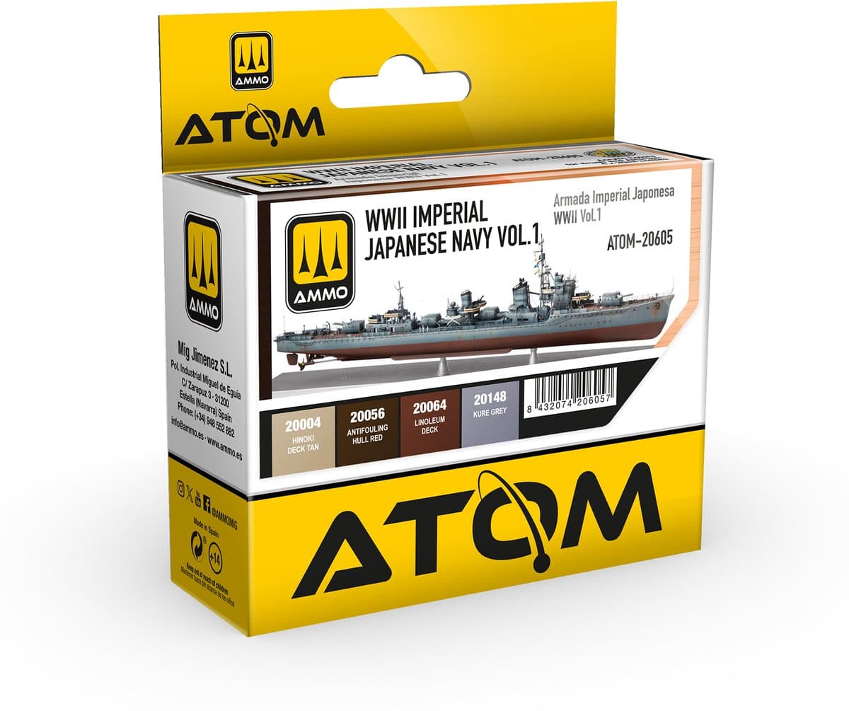 AMMO by Mig Jimenez Hobbyverf Acrylverf - MIG 20605 ATOM - WWII Japanse Keizerlijke Marine Kleurenset Deel 1 - Acryl Set 4x20ml Verf set - 4x 20 ml