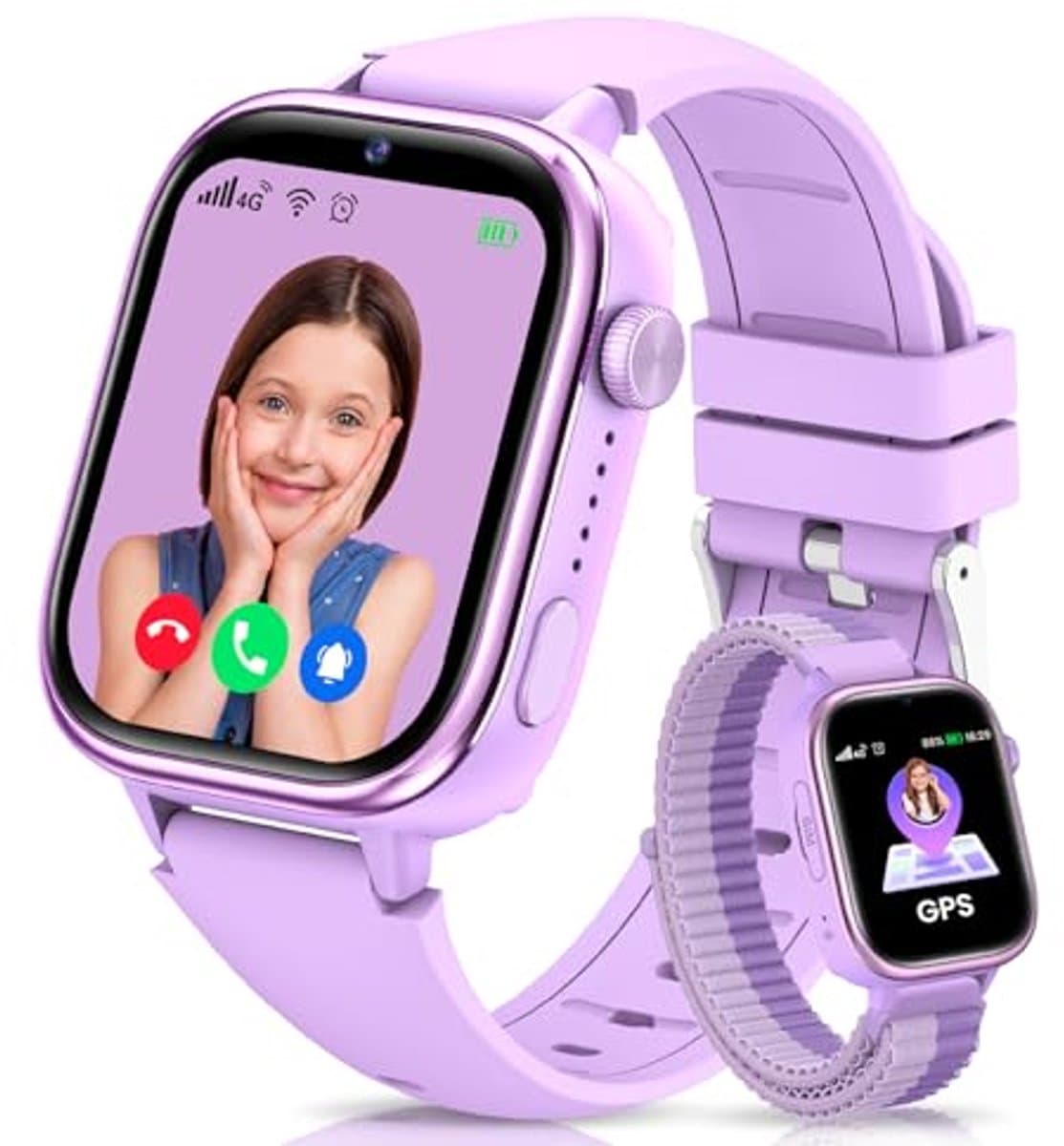 SWGOTA 4G Smartwatch voor kinderen, met GPS en telefoon, smartwatch voor kinderen, met videogesprekken, berichten, schoolmodus, SOS, waterdicht IP68, stappenteller, cadeau voor jongens en meisjes