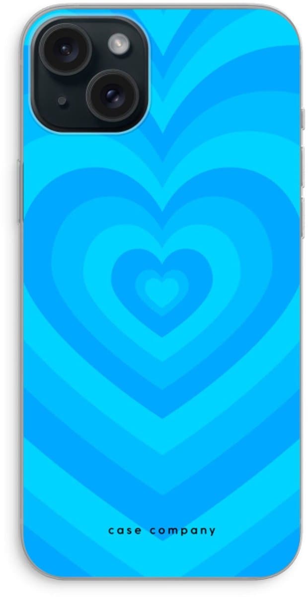 Case Company® - Hoesje geschikt voor iPhone 15 Plus hoesje - Hart Blauw - Soft Cover Telefoonhoesje - Bescherming aan alle Kanten en Schermrand
