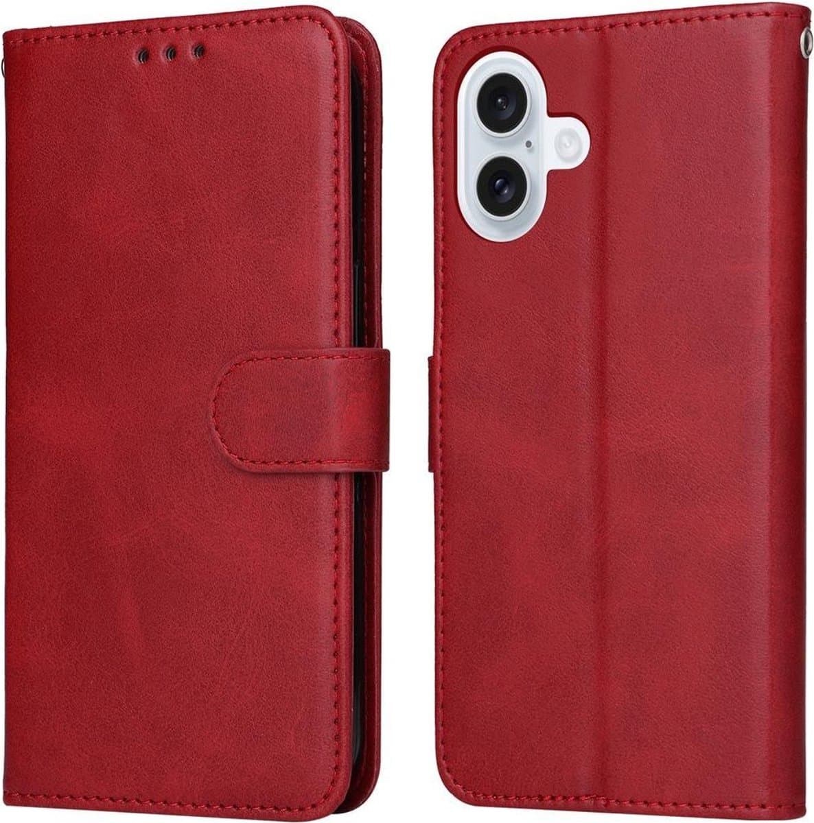 LAMT Stevige Bookcase Hoesje iPhone 17 Pro – Rood – Met Magnetische Sluiting