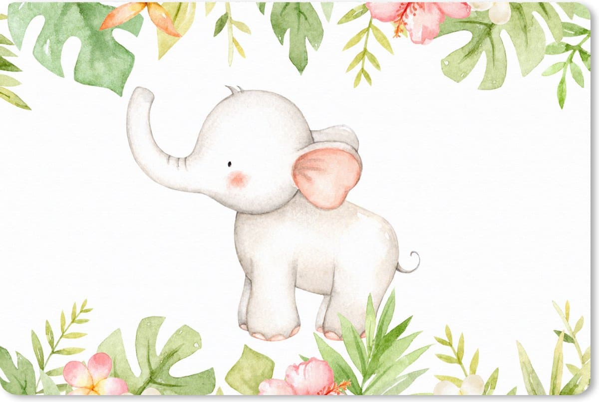 Muismat XXL 90x60 cm - Bureau onderlegger - Bureau mat Olifant - Jungle - Aquarelverf - Bureaumat - Gaming mousepad xl - Bureaulegger groot - Computer deskmat