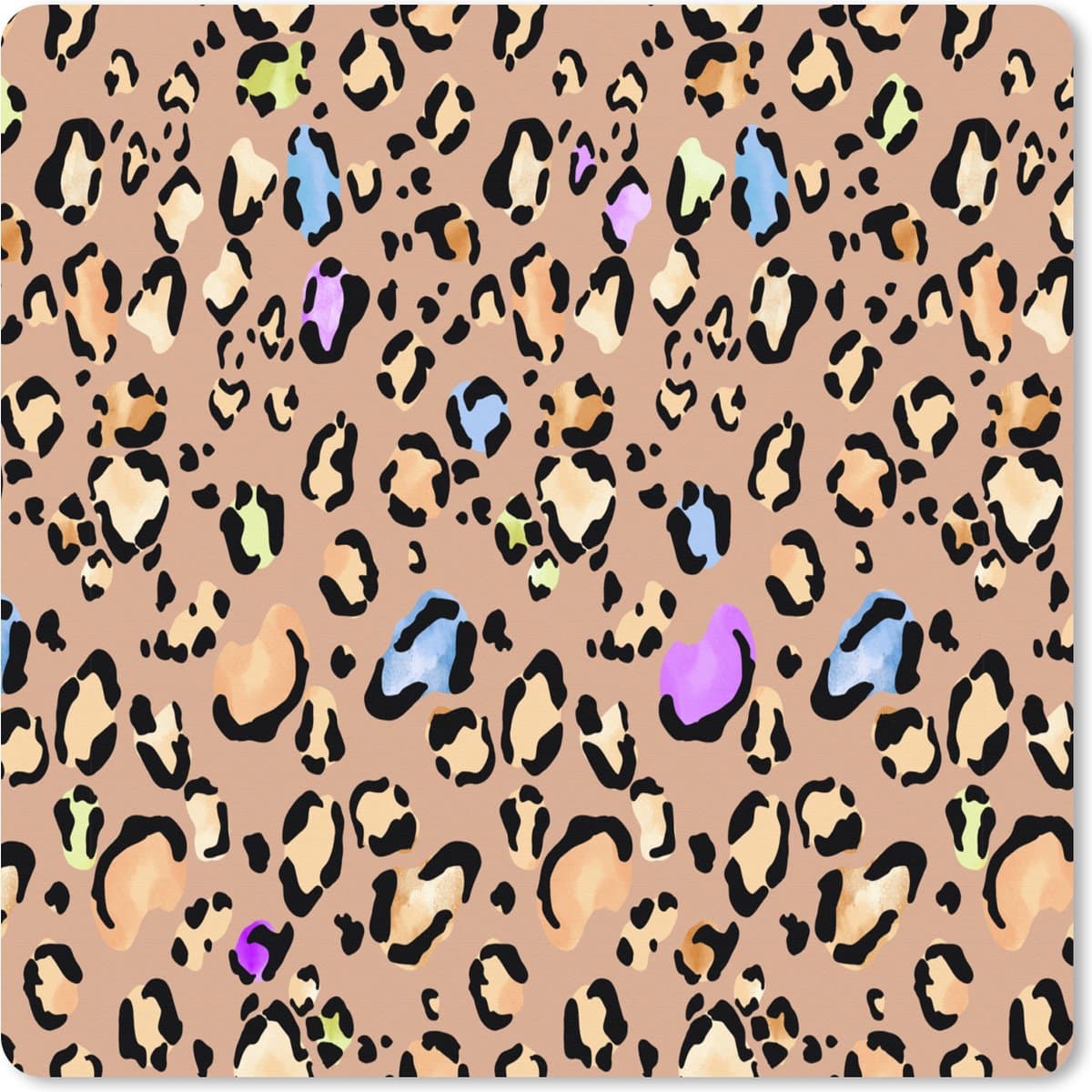 Muismat XXL 60x60 cm - Bureau onderlegger - Bureau mat Panterprint - Regenboog - Patroon - Bureaumat - Gaming mousepad xl - Bureaulegger groot - Computer deskmat