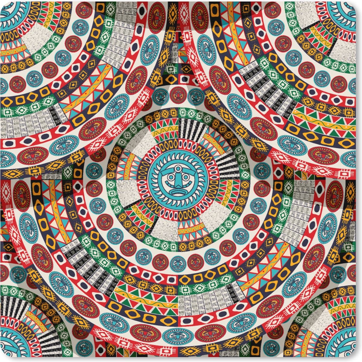 Muismat XXL 80x80 cm - Bureau onderlegger - Bureau mat Tegel - Azteken - Cirkels - Patronen - Bureaumat - Gaming mousepad xl - Bureaulegger groot - Computer deskmat
