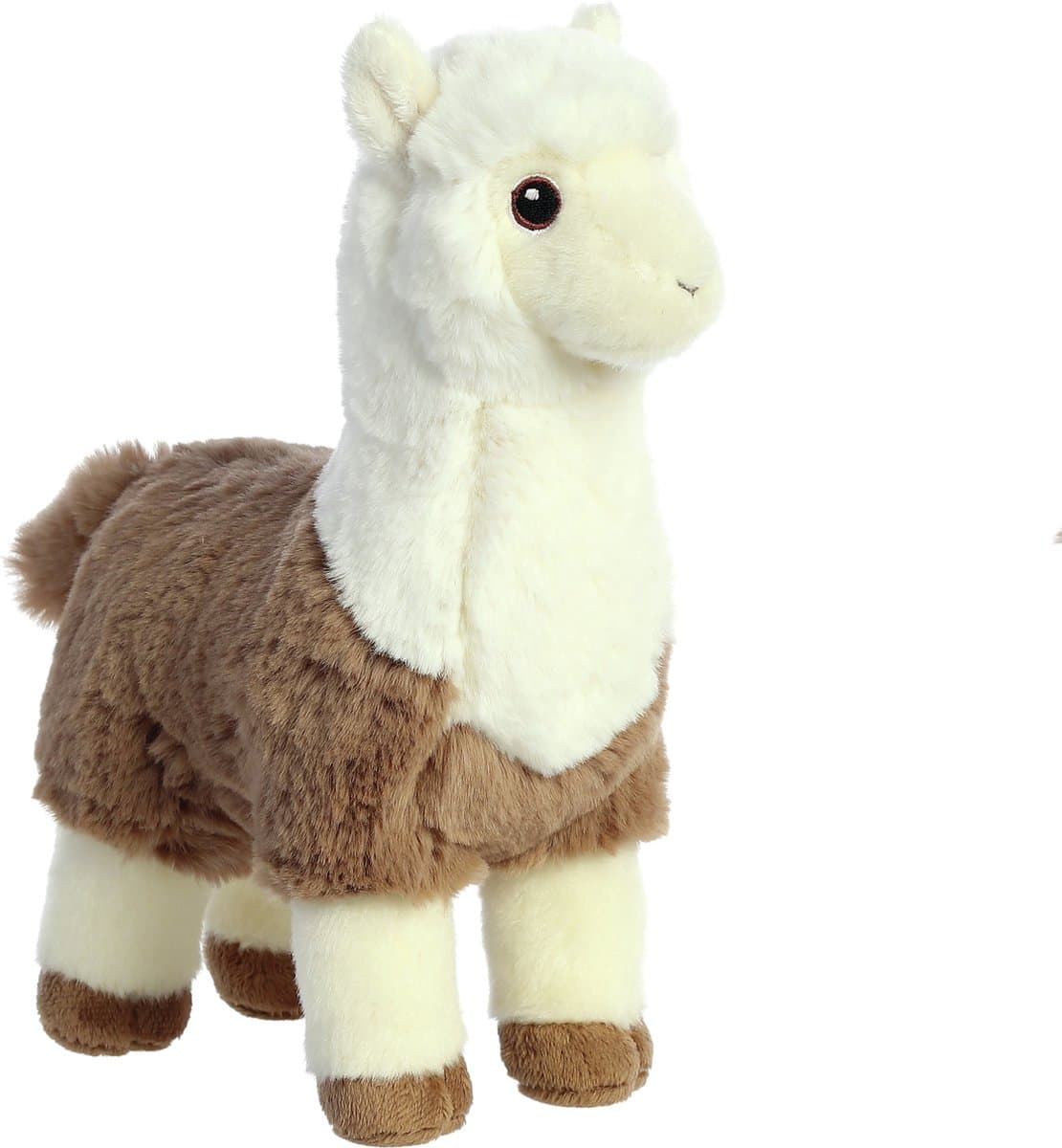 Aurora Pluche dieren knuffel Alpaca - bruin/wit - 28 cm - Knuffeldieren alpacas - voor kinderen
