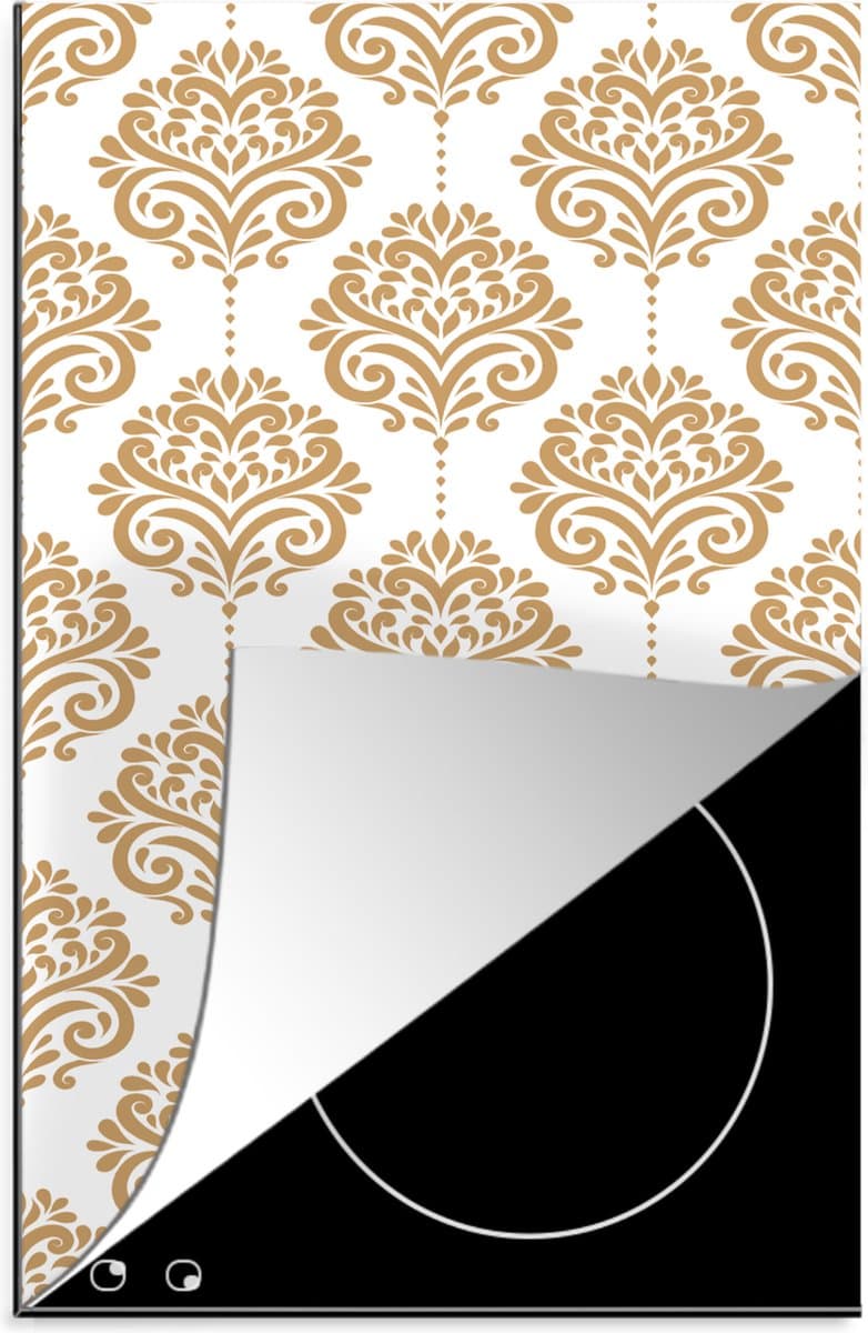 KitchenYeah® Inductie beschermer 30x52 cm - Vintage - Bloemen - Goud - Design - Kookplaataccessoires - Afdekplaat voor kookplaat - Inductiebeschermer - Inductiemat - Inductieplaat mat