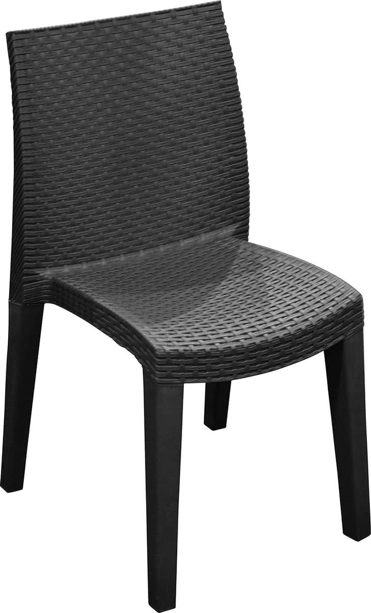 Stapelstoel Rotanlook - Buitenstoel Tuinstoel - Terras Zomer - Gemaakt in Italië - 48 x 86 cm - Antraciet