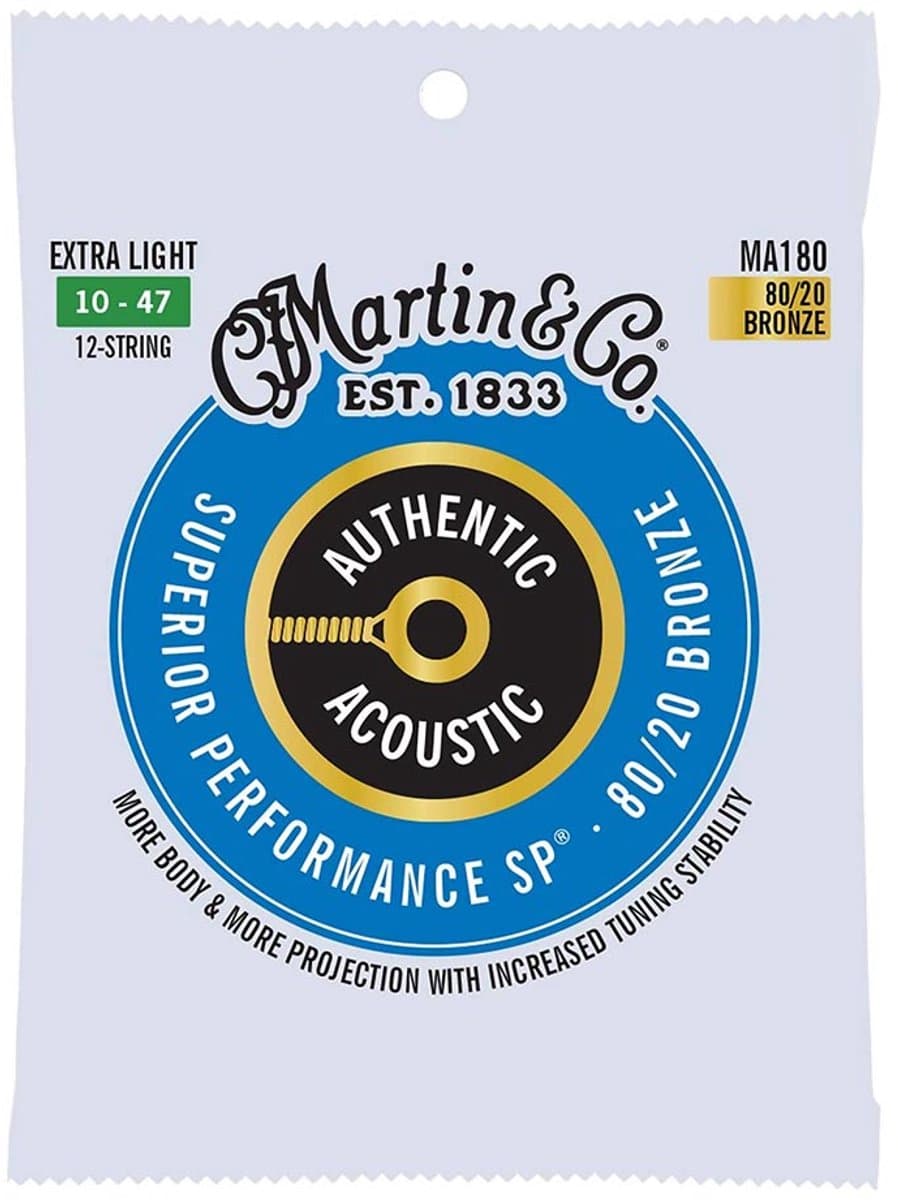 Martin MA180 Authentic 12-String 80/20 Bronze Extra Light 10-47 - MA180 Acoustic SP 80/20 Bronze Medium 10-47 (12-String)