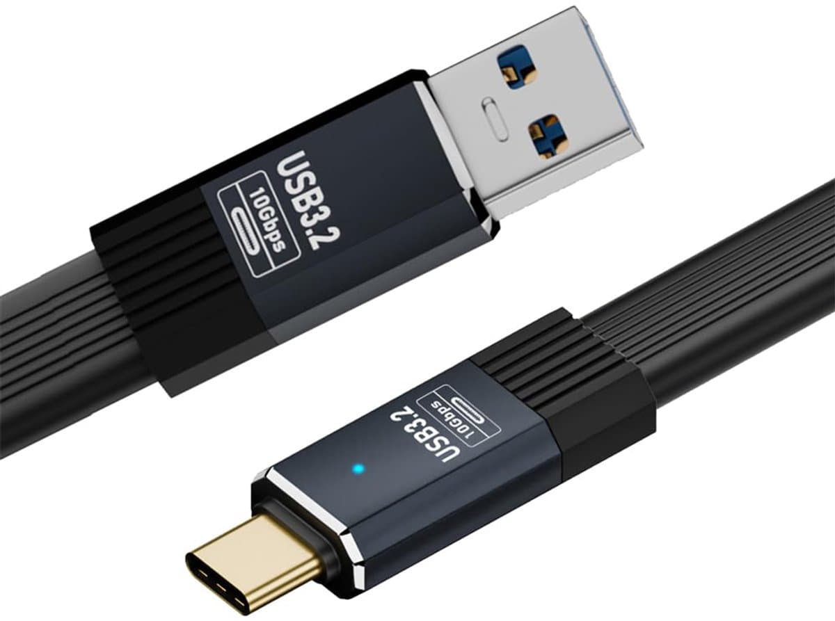 Cable USB3.1 Type-A Male to Type-C Male 10Gbps Flat Slim FPC USB-C Data Power Cable 5V3A for Laptop/Phone Disk (50cm) - ShopVlot