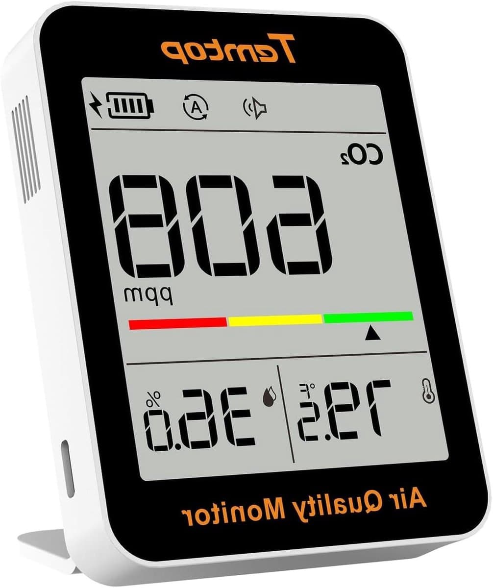 Luchtkwaliteit Monitor - CO2 Meter - Binnenklimaat Meten - Lange Batterijduur - 14 cm - Zwart