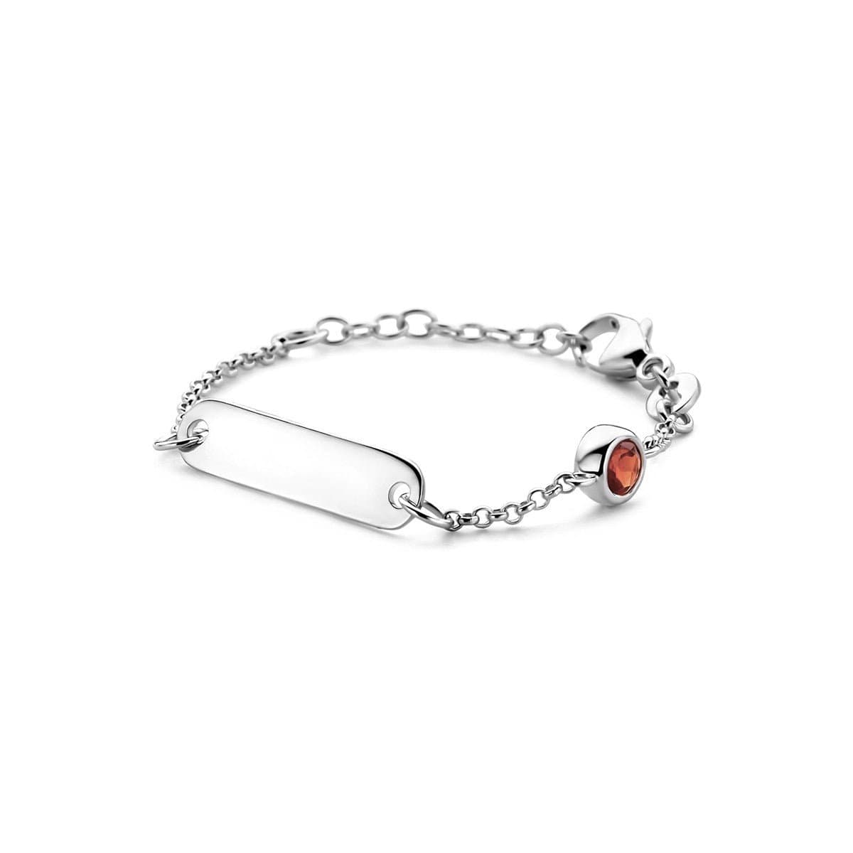 Zilver Gerhodineerd Graveerarmband Plaat 5,0 mm Met Geboortesteen 9 + 2 Cm 1338644