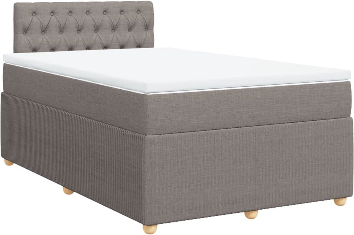 vidaXL - Boxspring - met - matras - stof - taupe - 120x190 - cm