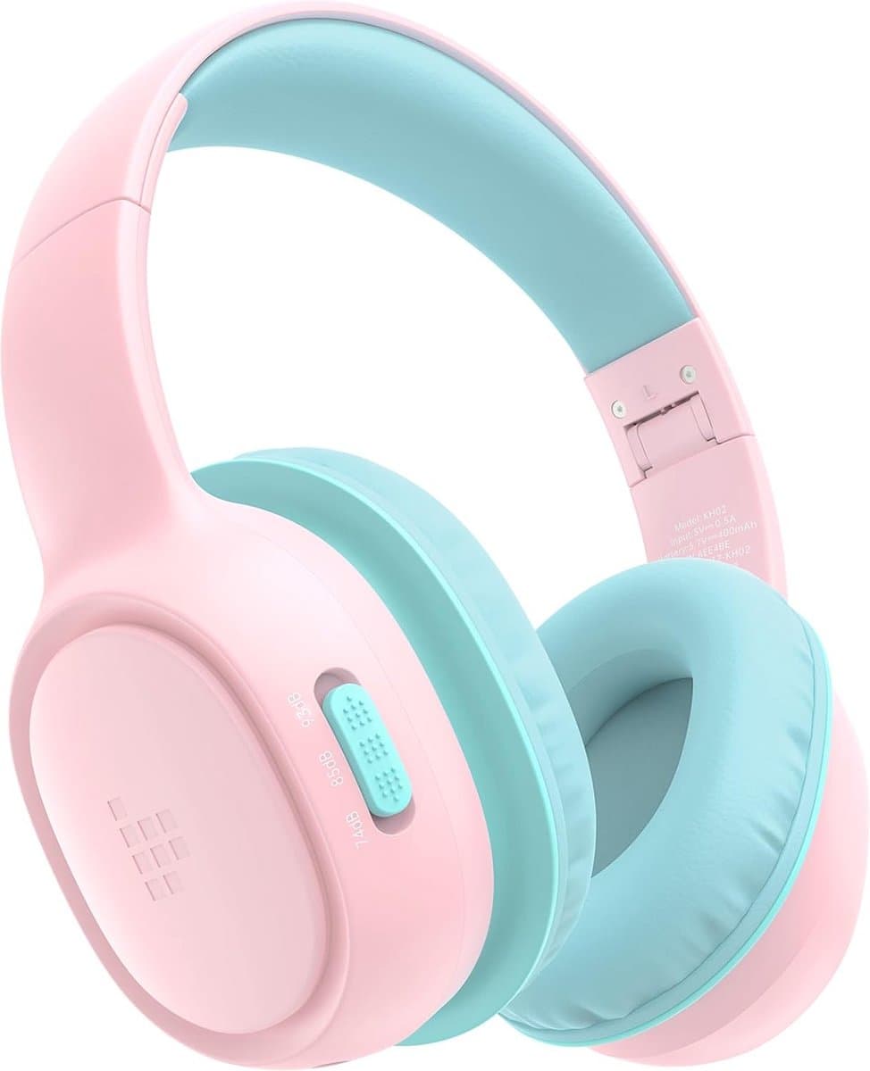 StayPowered Kinder Hoofdtelefoon - Bluetooth - Veilig Geluid en Comfort voor Kinderen - Volumebegrenzing 85/93 dB - Opvouwbaar en Verstelbaar - Compatibel met Tablets en Smartphones - Zacht Eiwitleer - Roze - Levering Sneller dan Aangegeven!