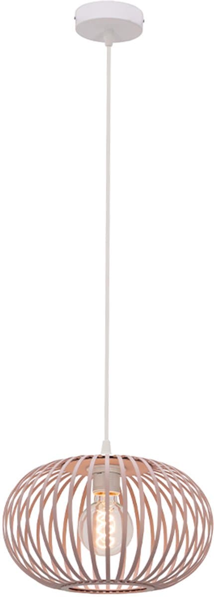 Olucia - LIEVE - Hanglamp - Roze / Wit - Vorm: Rond