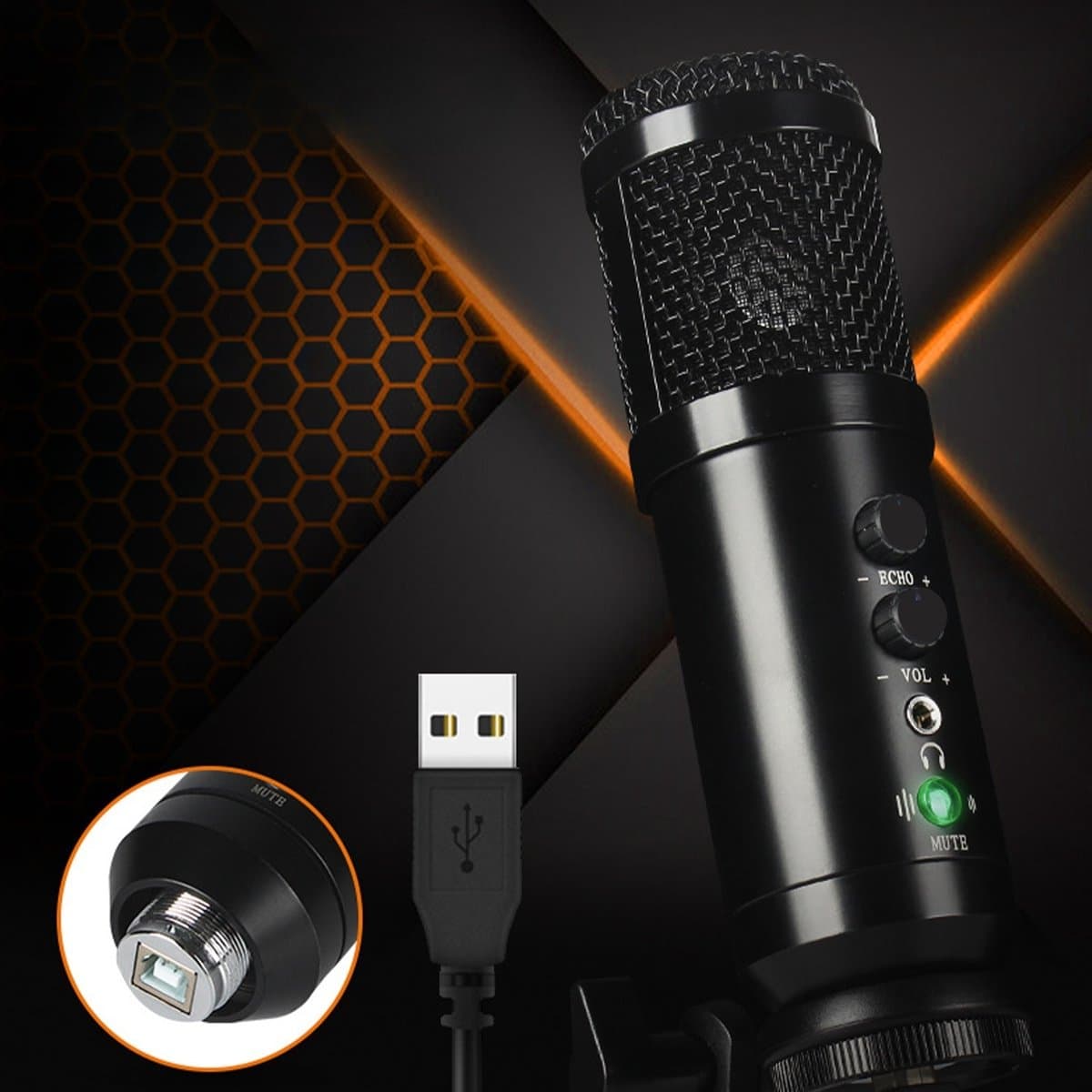 CHIWIN USB Condensator Microfoon met Arm en Popfilter – Plug en Play Streaming Microfoon voor PC en Mac – Gaming Microfoon met Noise Cancelling en Mute – Studio Kwaliteit Geluid voor Podcast en Opname