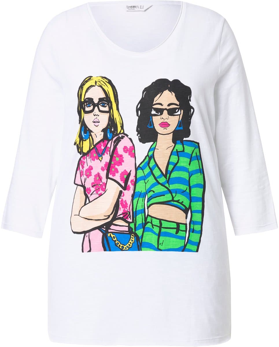 Angel of Style - Dames - T-shirt vrouwenmotief 3/4-mouwen - Sneeuwwit - Maat 46