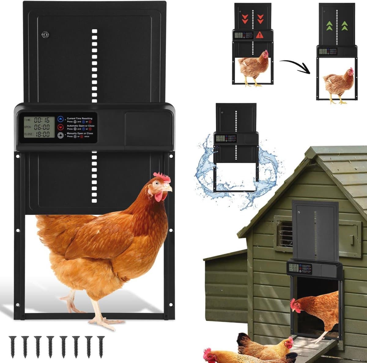 Automatische Hennen deur met timer en batterij - Voor kippen, ganzen en andere huisdieren