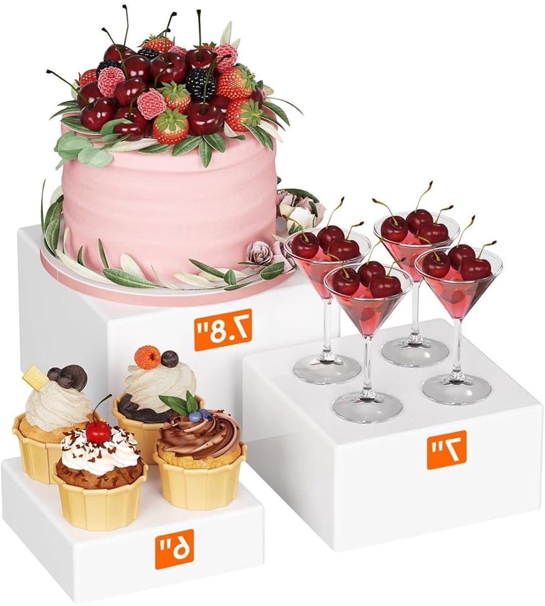 Allecta - Buffetverhogers 20*20*12.8cm voor buffettafel - Desserttafel Set voor Bruiloften en Partijen