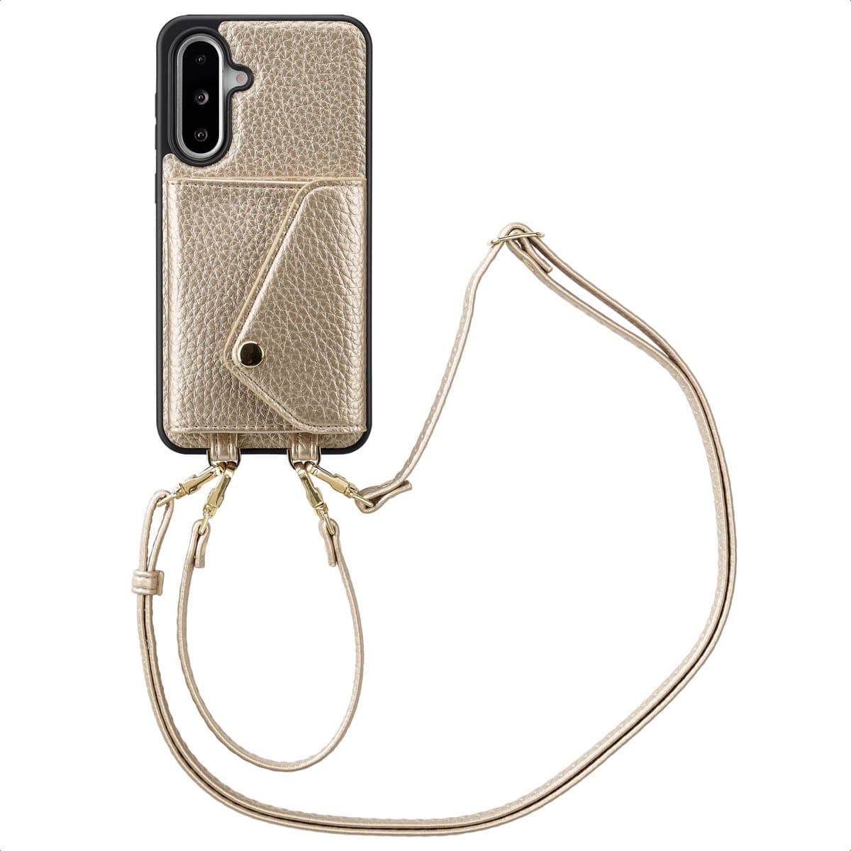 Selencia Hoesje - Geschikt voor Samsung Galaxy A36 / A56 (5G) - Sera Koordhoes met pashouder envelop - Champagne