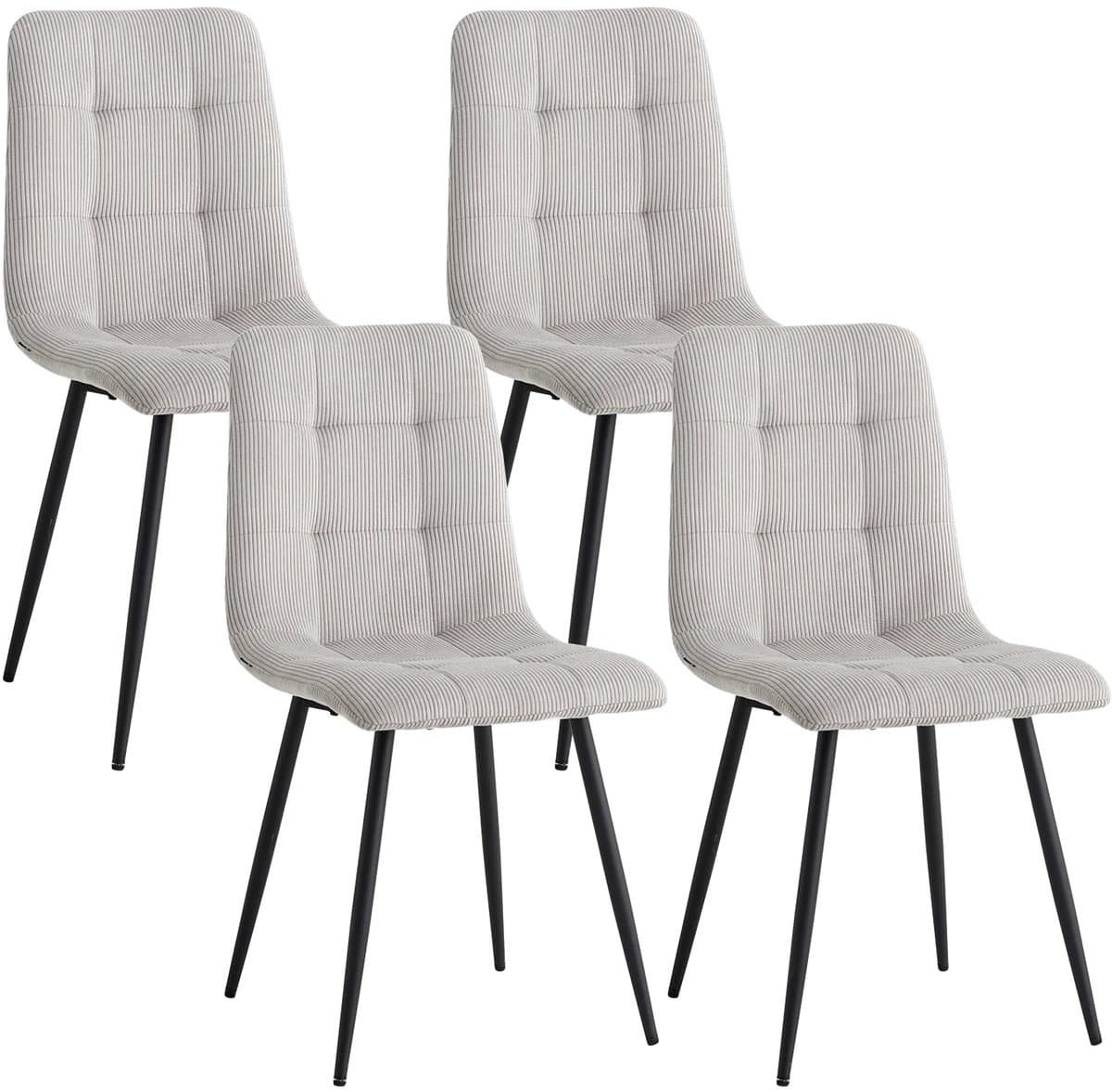 Fubzz Eetkamerstoelen Set - 4 Stuks Gestoffeerde Stoelen - Corduroy Stof Met Metalen Poten - Moderne Design Stoelen - Voor Eetkamer En Keuken