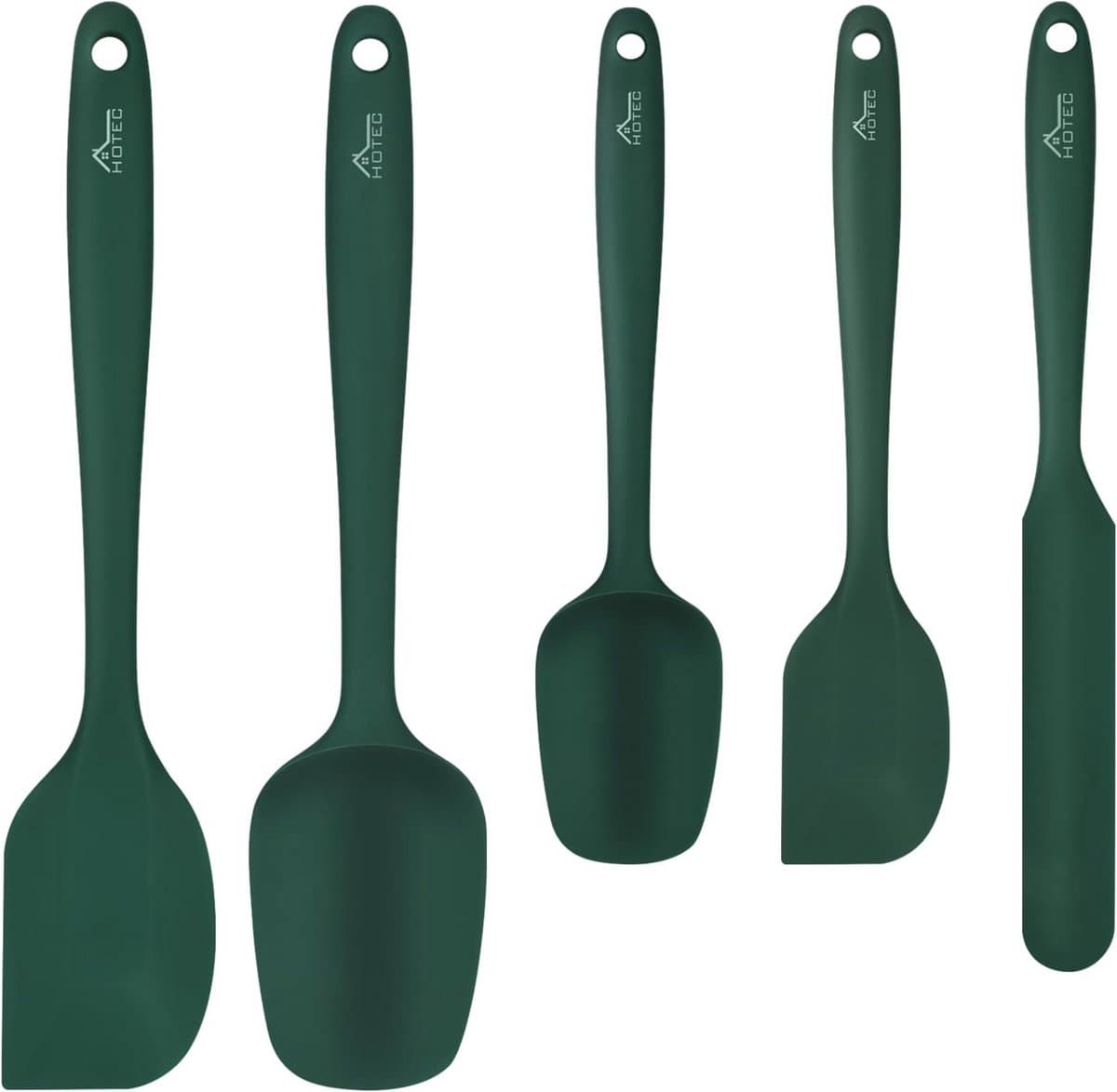Hittebestendige Silicone Rubber Spatelset - Plancha en Bakspatels voor Vaatwasser - Donkergroene Set van 5