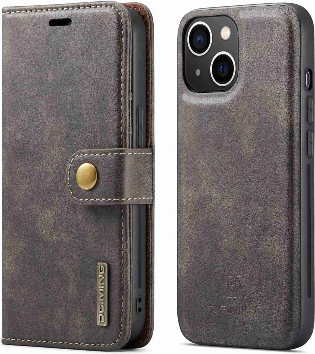 DG.MING Hoesje - Geschikt voor iPhone 14 Hoesje - DG.MING 2-in-1 Book Case & Back Cover - Grijs