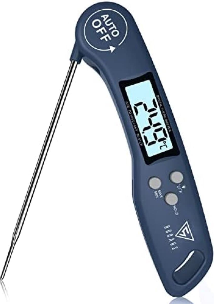 Digitale Instant-thermometer met 3s Directe Uitlezing, Opvouwbare Lange Sonde en LCD-scherm - Blauw