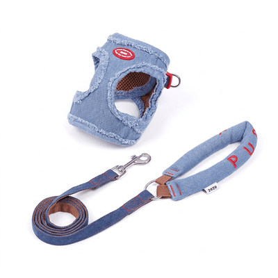 Zeze Honden Harnas en Lijn Set, Waskatoen met 3D Ademende Mesh, Maat L voor Honden 7-12.5 kg