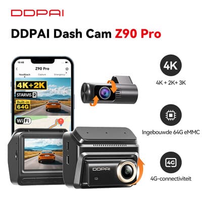 Nieuwe DDPAI Z90Pro 4K+2K Dual Dashcam Sony STARVIS 2 IMX678 HDR Auto DVR ADAS Spraakbesturing Parkeermodus WiFi Ingebouwde 64 GB eMMC-2 Kanaal