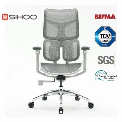 Sihoo Dora S100 ergonomische bureaustoel met wit frame en wit mesh