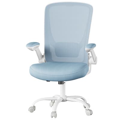 Ochama Ergonomische Bureaustoel, Draaistoel met Kantelfunctie, Meshstoel, Grote Zitting, blauw