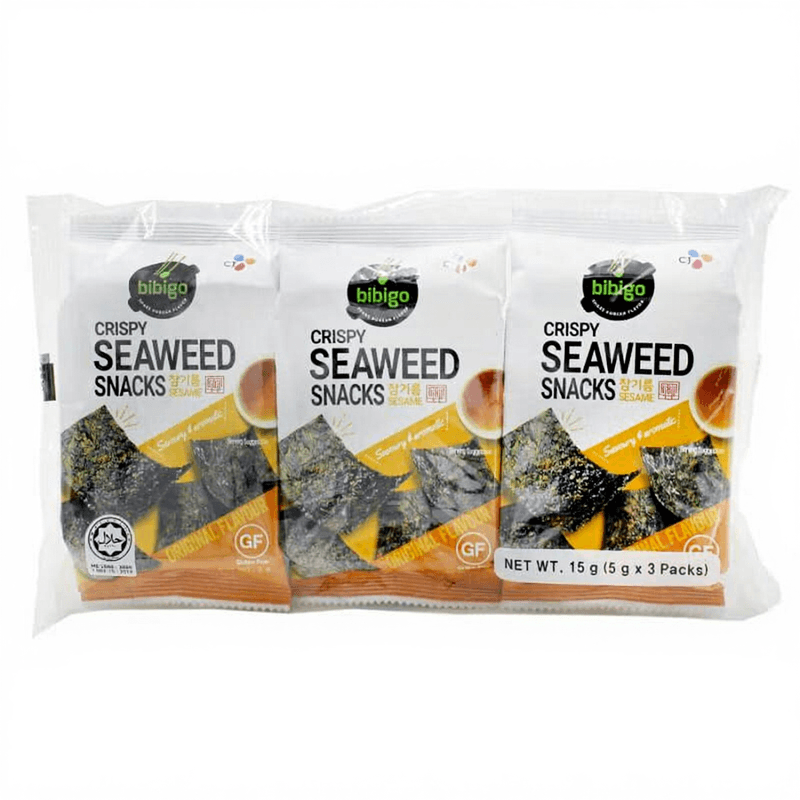 Bibigo krokante zeewiersnack sesam 3 x 5 g