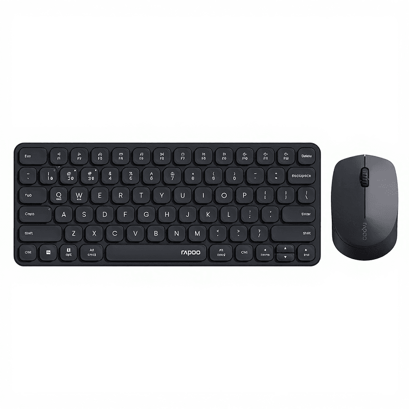 Rapoo 9010M Multi-Device Toetsenbord- en Muiscombinatie, 2,4 GHz/Bluetooth 5.0/4.0 Draadloze Toetsenbord- en Muisset voor Windows/Mac/Linux/Chrome, ondersteuning voor 4 apparaten, stille klik met laag profiel, op batterijen - zwart