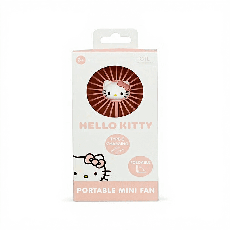 Hello Kitty Opvouwbare Mini Bureau Ventilator - 3D Karakter Ontwerp - USB Voeding - Verstelbare Hoek - Roze