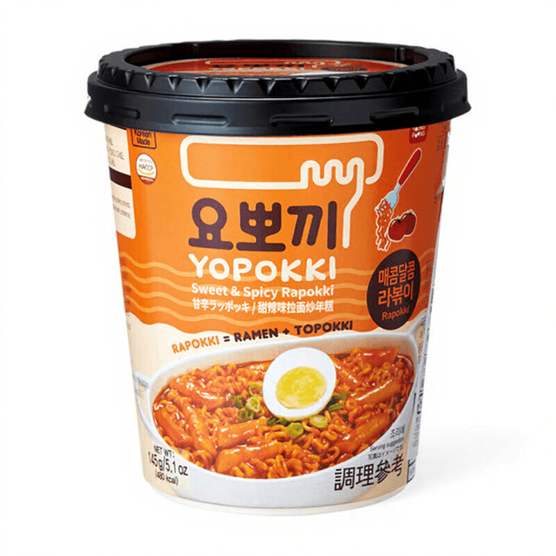 Yopokki Suikerrijstkoek&Noodle Cup, zoet en pikant 145 g