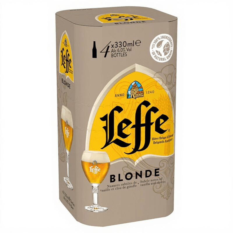 Leffe Belgisch abdijbier blond blikken 4 x 50 cl