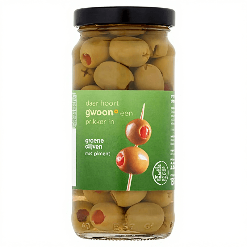 G'woon Groene Olijven Met Pimento - 220 g