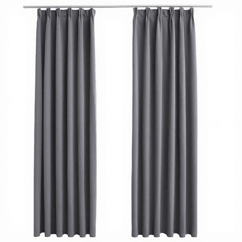 vidaXL - Gordijnen - verduisterend - met - haken - 2 - st - 140x245 - cm - grijs