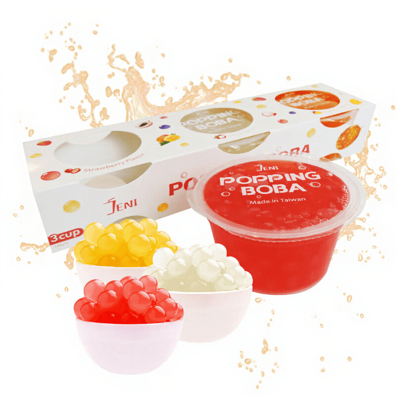 JENI Popping Boba Combipack - 3 x 130g (Aardbei-Mango-Lichi) Nieuwe Aankomst