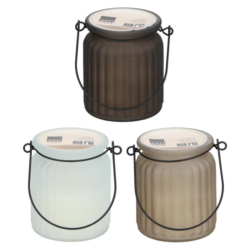 Articasa Citronella Kaars - Ongeveer 15 Uur Brandtijd - Glas -Ø8 x H9 cm - 3 Assorti