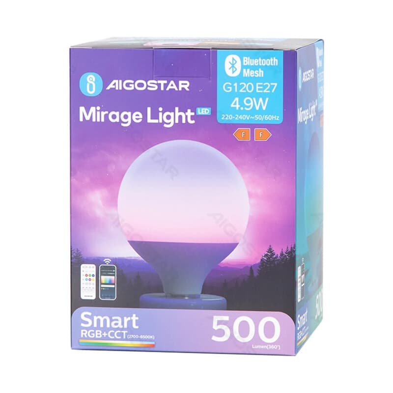Aigostar Bluetooth mesh slimme wolkenlamp G120 E27 4,9 W RGB+CCT