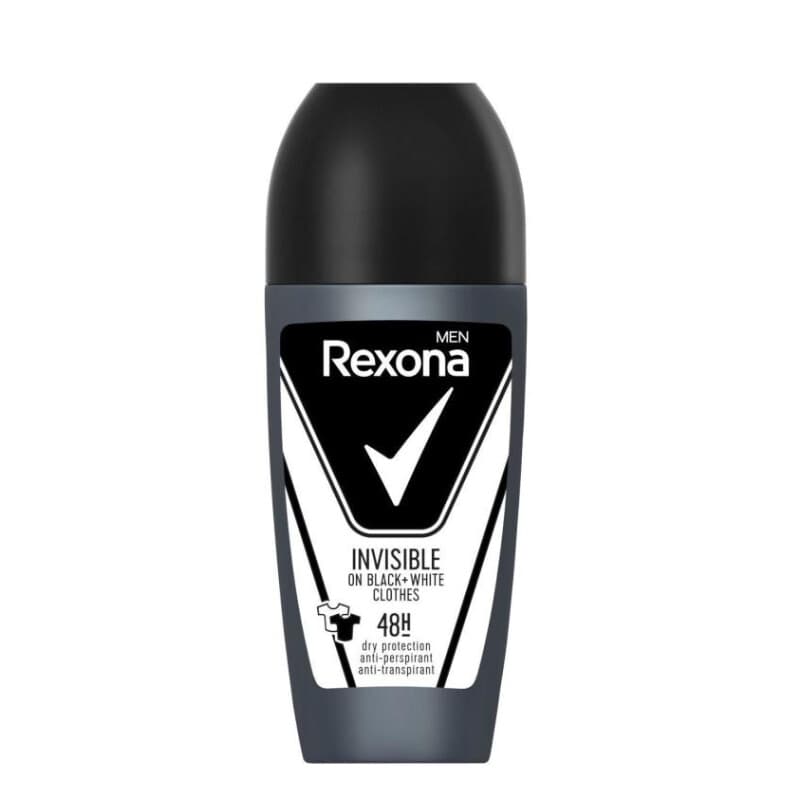 Rexona deo roll-on mannen onzichtbaar zwart&wit 50 ml