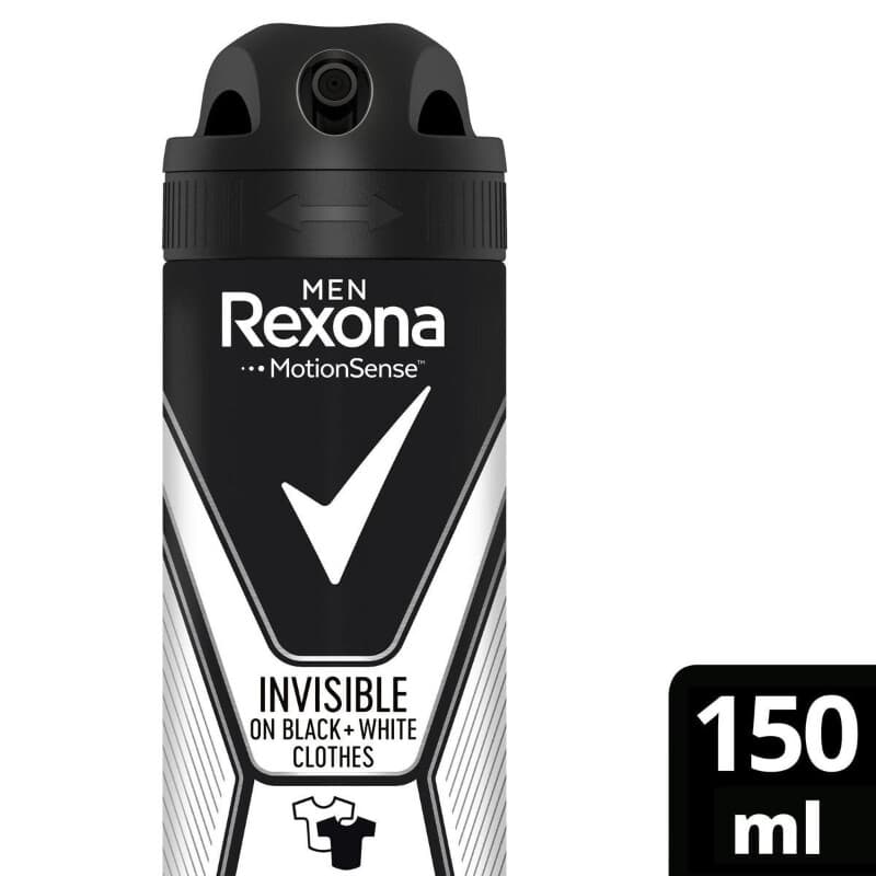 Rexona deospray invisible zwart&wit voor heren 150 ml NL/FR