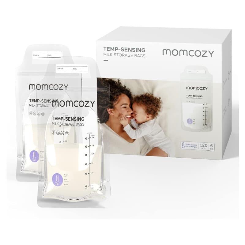 Momcozy temperatuurgevoelige moedermelkzakjes, 180 ml, 120 stuks, lekvrij, zelfstaand, wegwerp diepvrieszakjes