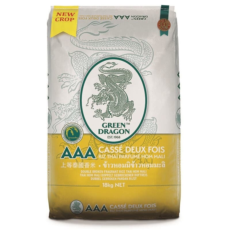 Green Dragon Thaise Geurende Dubbel Gebroken Rijst - 18 kg