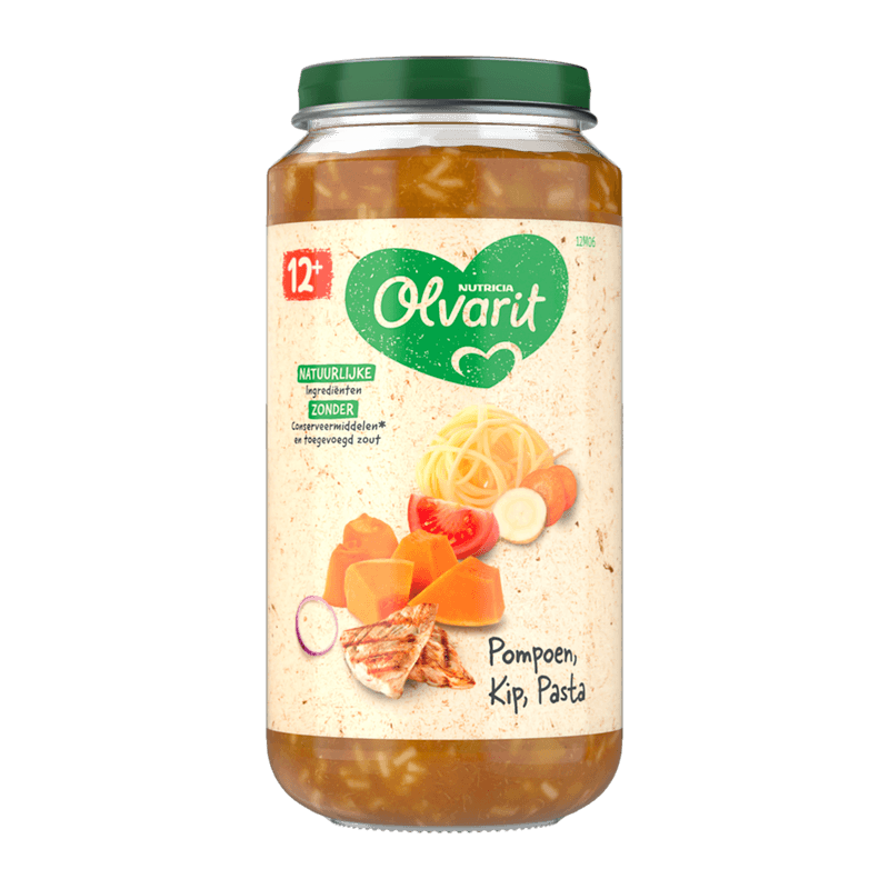 OLVARIT Maaltijd 12maanden+ Pompoen Kip Penne 250gr