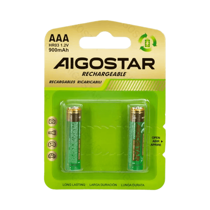 Aigostar Oplaadbare Batterij AAA 900mAh 1.2V 2 stuks
